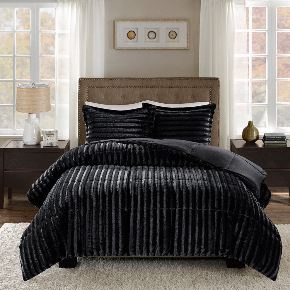 Madison Park Duke Dux Faux Fur 3-Piece Comforter Mini Set