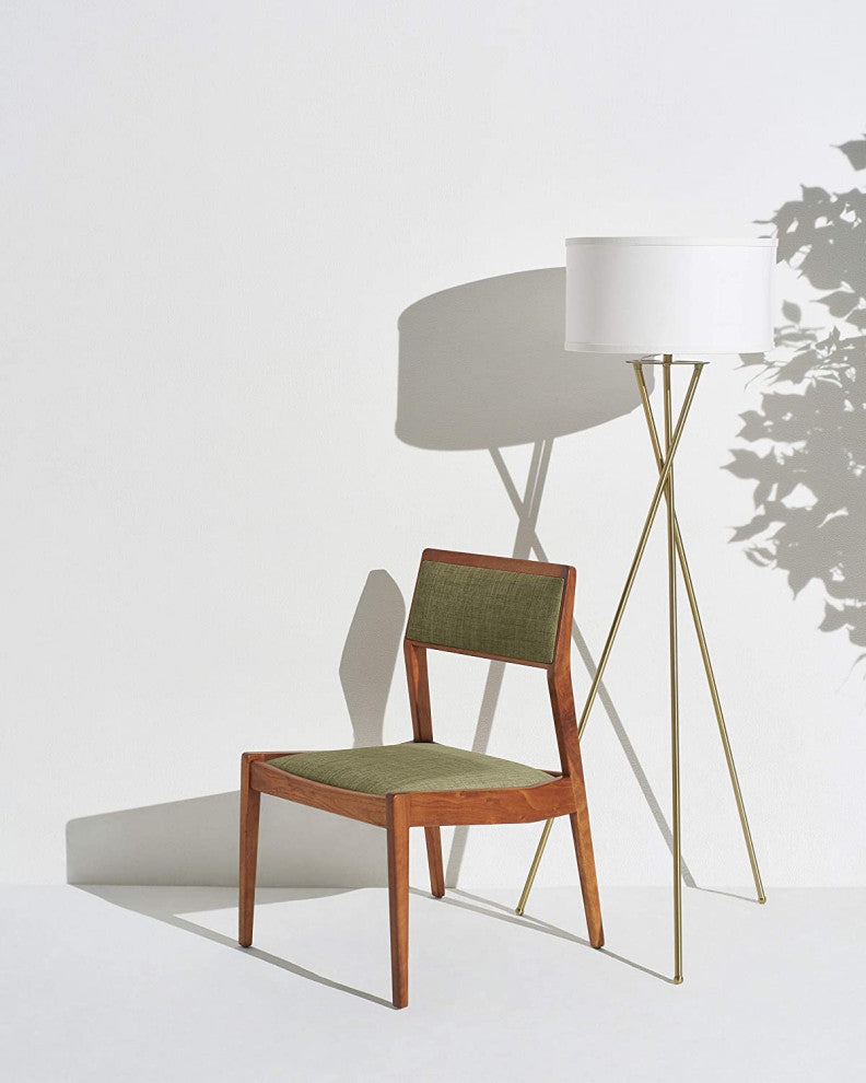Brightech Jaxon Tripod LED Floor Lamp "“ Mid Century Modern, Living Room Standing, Antique Brass