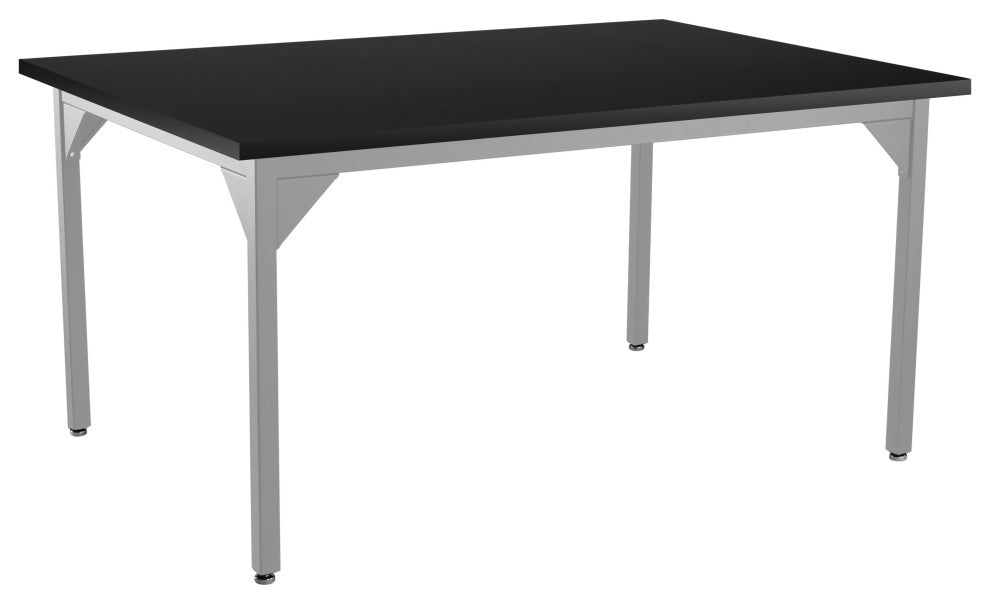 NPS Steel Fixed Height Science Lab Table, 42x60x30, ChemRes Top, Grey Frame