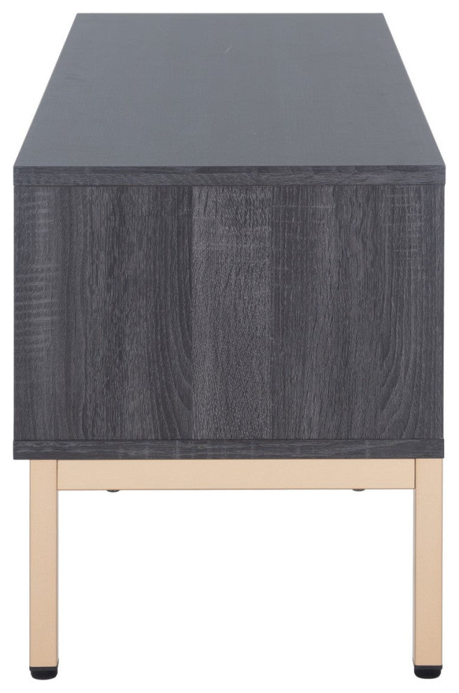 Safavieh Lylia 1 Door Media Stand, Distressed Black/Gold
