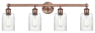 Hadley 4-Light 32" Bath Vanity Light, Antique Copper Finish, Clear Shade