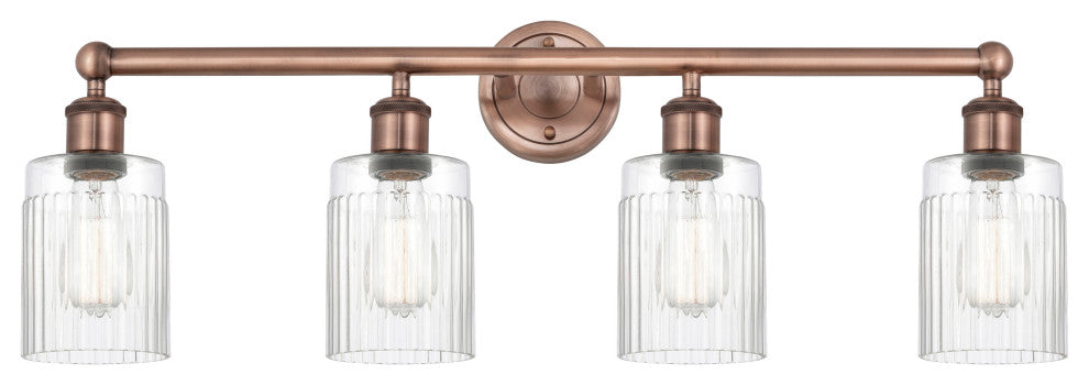 Hadley 4-Light 32" Bath Vanity Light, Antique Copper Finish, Clear Shade
