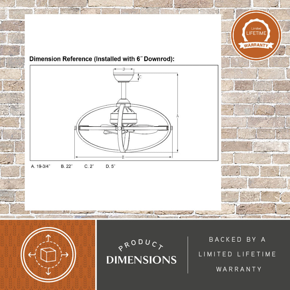 Galileo 22" Ceiling Fan Satin Nickel and Black