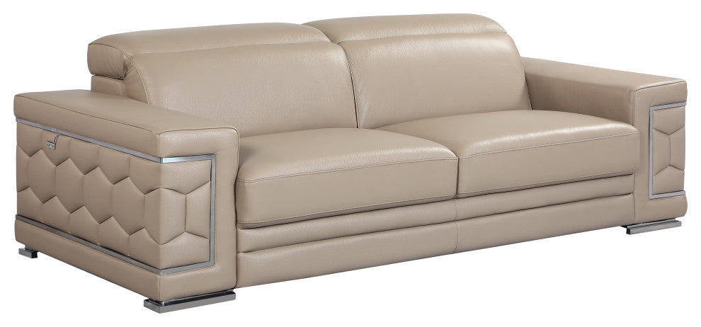 Rome Contemporary Genuine Italian Leather Sofa Beige
