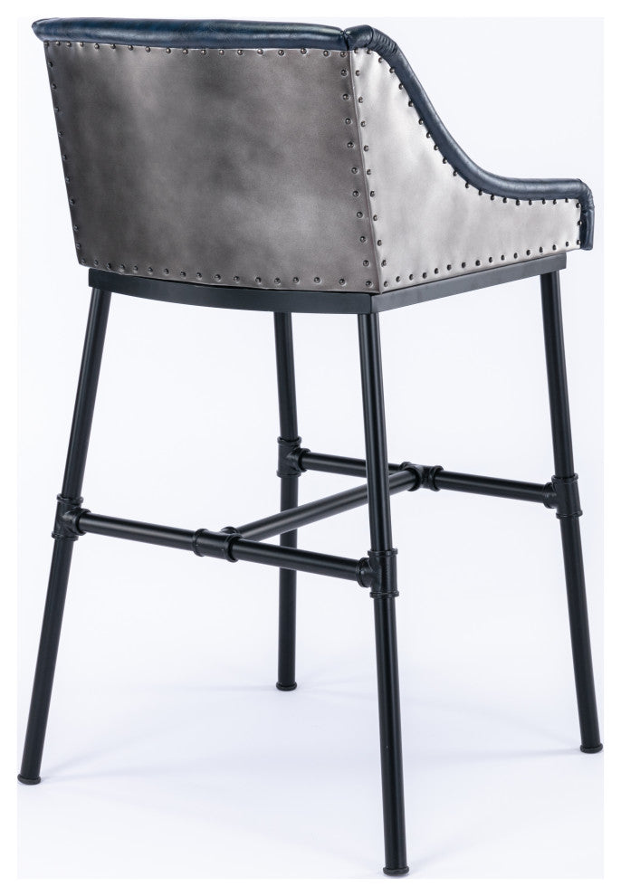Parlor Adjustable Bar Stool, Midnight Blue