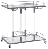 Contemporary Chrome Transparent Acrylic Bar Carts, Gray, One Size