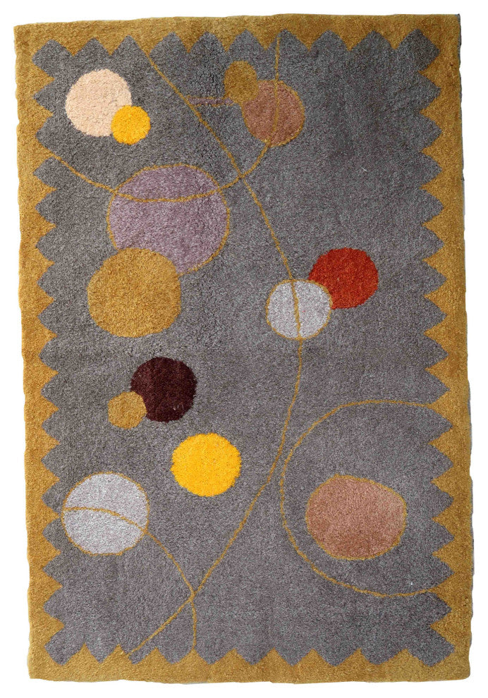 Handmade Contemporary ORA French Hooked Rug 3'x4.7', 91cmx145cm, 2021