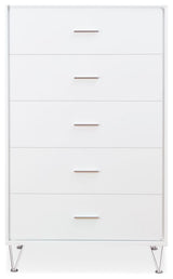 5 Drawers Chest With Metal Legs, White