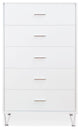 5 Drawers Chest With Metal Legs, White