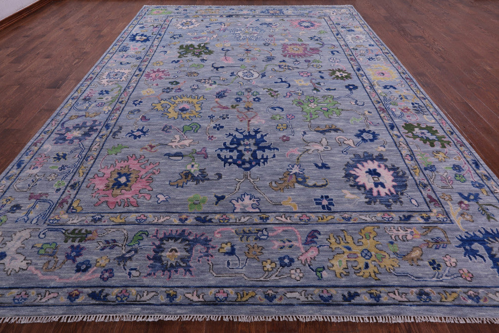 10' 3" X 14' 4" Hand-Knotted Turkish Oushak Wool Rug - Q15950