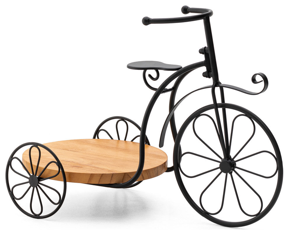 18"L Metal Tricycle Planter Stand, Black