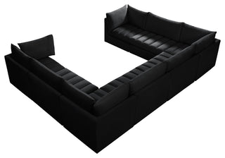Jacob Velvet Upholstered 8-Piece U-Shaped Modular Sectional, Black
