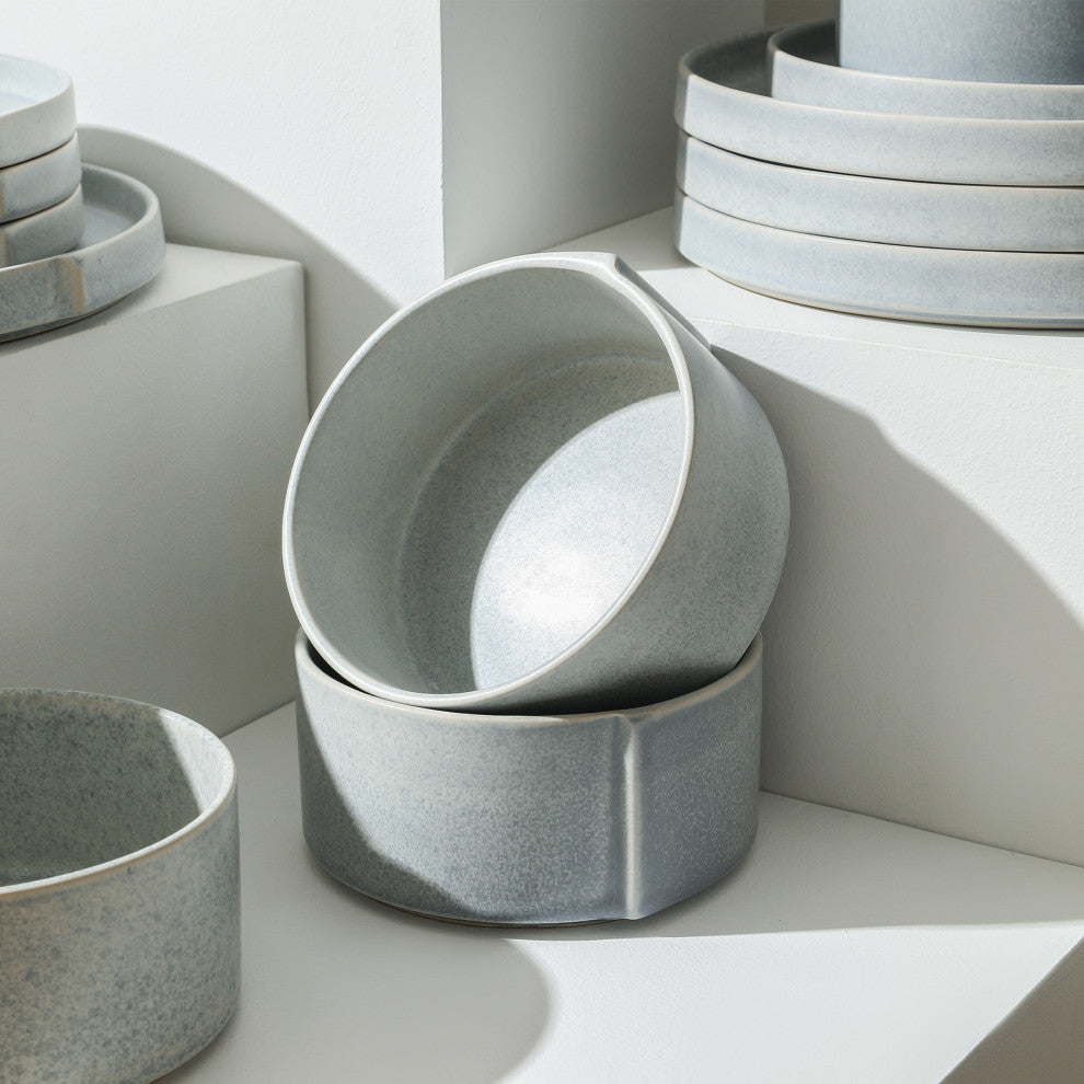Stone Lain Bao Stoneware Bowl Set of 4, Blue-Grey
