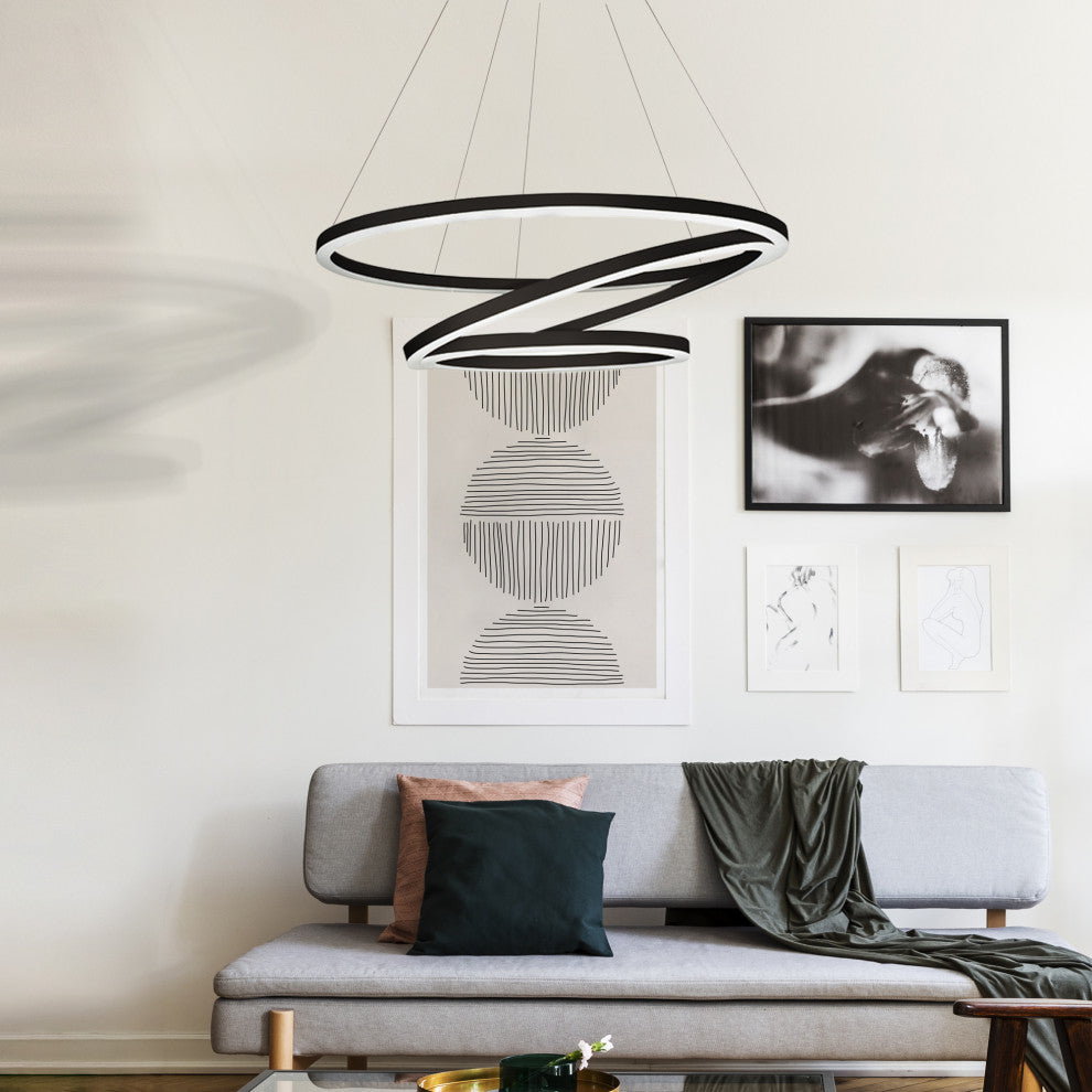 Tania Trio 32" Ring ETL Certified Circular LED Chandelier, Black VMC32500BL