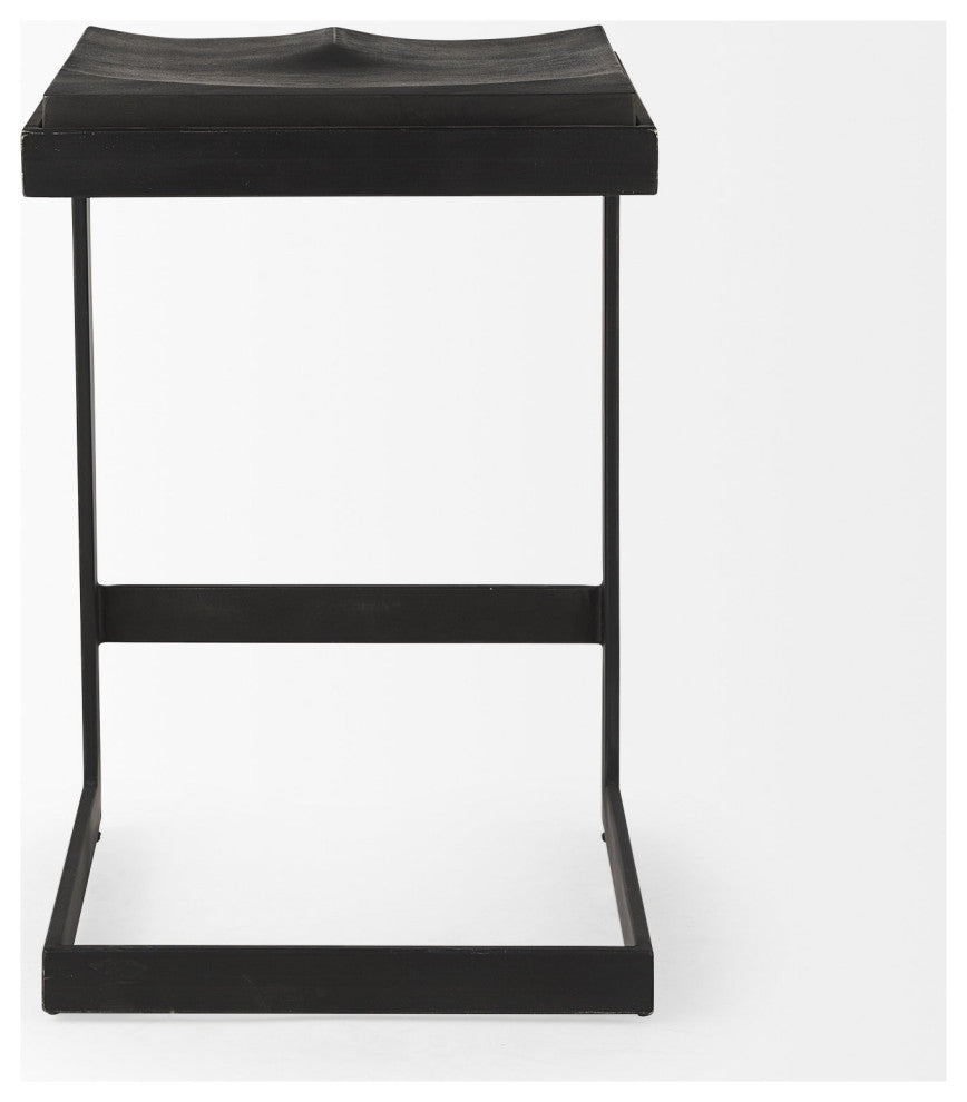 26" Black Cheeky Wood and Metal Counter Stool