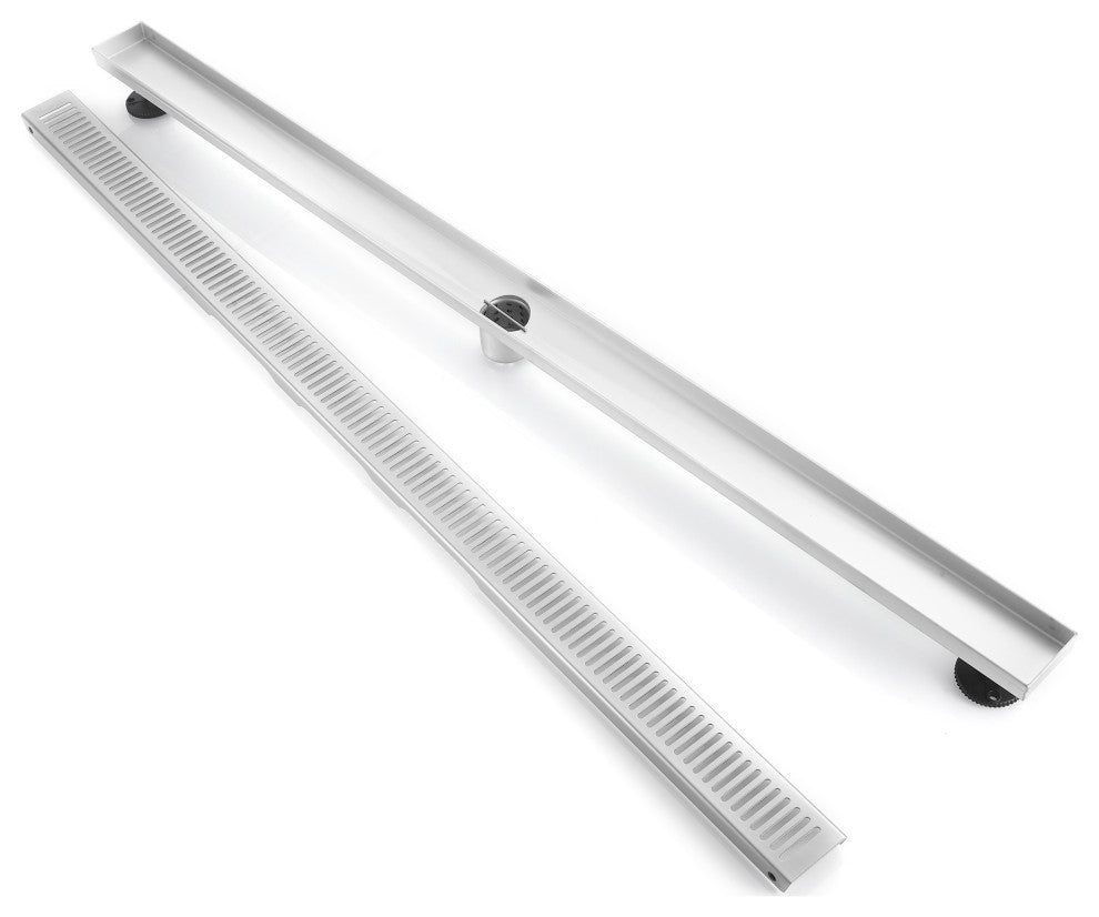 Stainless Steel Rectangular Linear Shower Floor Drain, Brushed Nickel, 48"