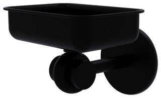 Satellite Orbit Two Wall Mount Soap Dish With Twist Accents, Matte Black