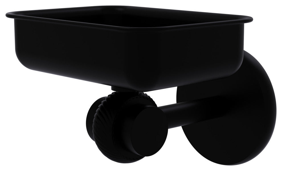 Satellite Orbit Two Wall Mount Soap Dish With Twist Accents, Matte Black