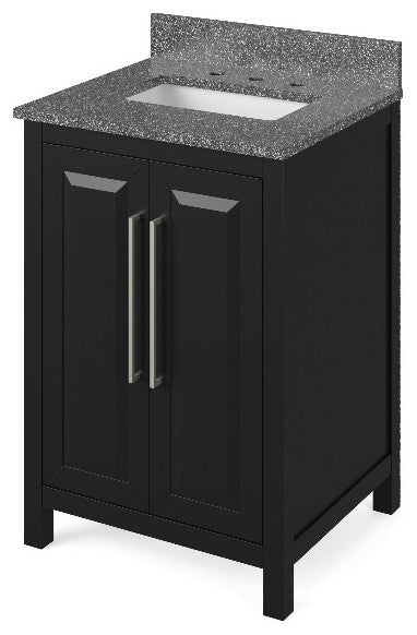 Cade Transitional 24" Black Bathroom Vanity, Boulder Cultured Marble Vanity Top