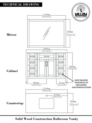 Cambridge 48 Single Sink Bath Vanity in Coventry Gray 2" White Quartz