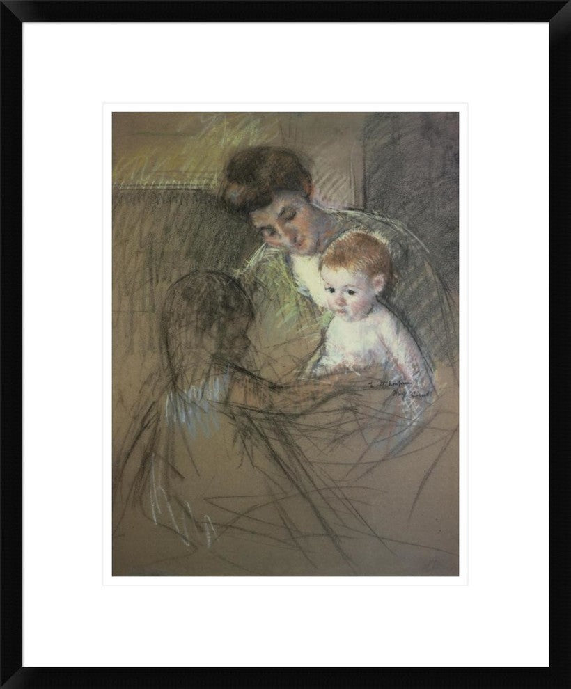 "Sketch For Mother And Daughter Looking At The Baby 1905" Artwork, 18" x 22"