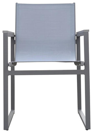 Armen Living Bistro Outdoor Aluminum Dining Arm Chair in Gray (Set of 2)