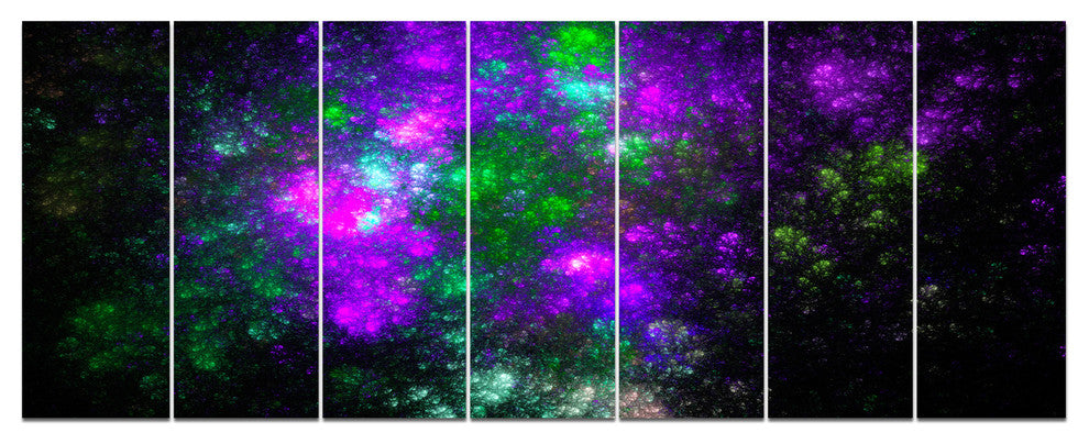 Explosion Supernova Fractal Art, Abstract Canvas Art Print, 83"x32", 7 Panels