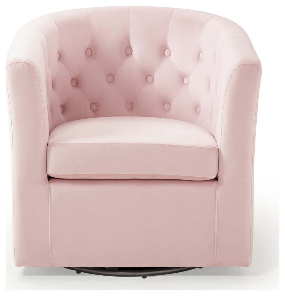 Prospect Tufted Performance Velvet Swivel Armchair - Pink