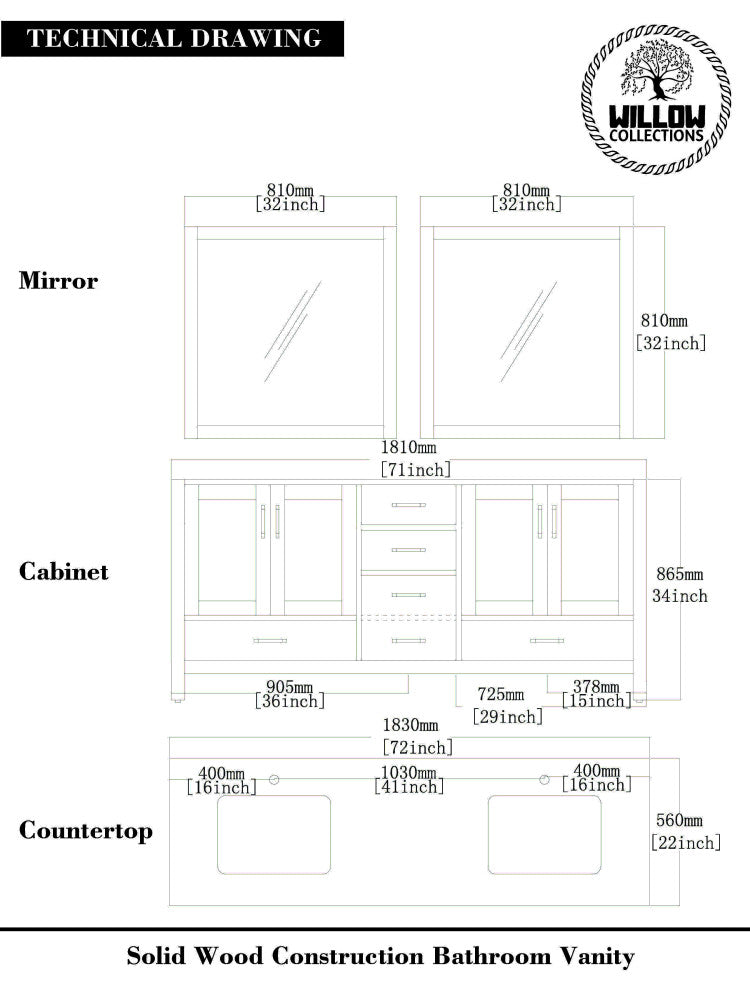 Malibu Mango 72 Double Sink Bath Vanity in Natural 2" Piatra Gray