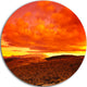 Dramatic Red Sunset At Desert, Large Disc Metal Wall Art Landscape, 23"