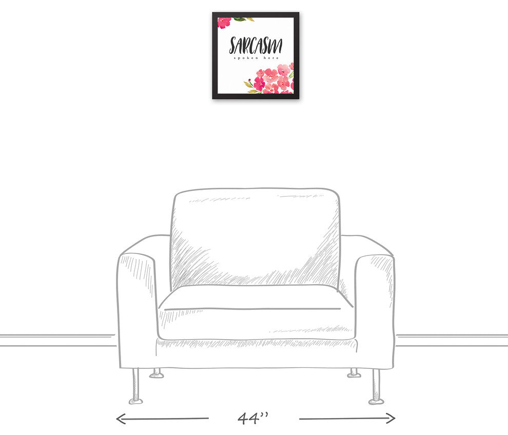 Sarcasm Spoken Here Black Framed Canvas, 12x12