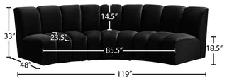Infinity Channel Tufted Velvet Modular Chair, Black, 3 Pieces