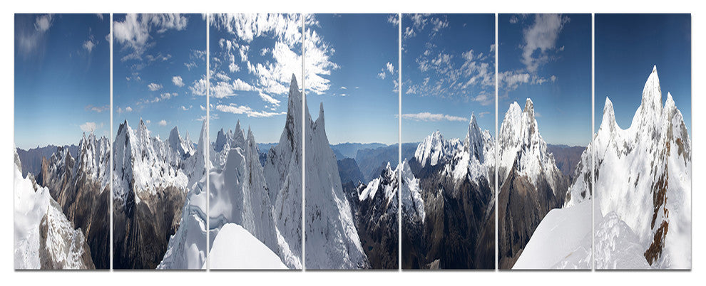 Beautiful Summit Panorama, Landscape Canvas Art Print, 83"x32", 7 Panels