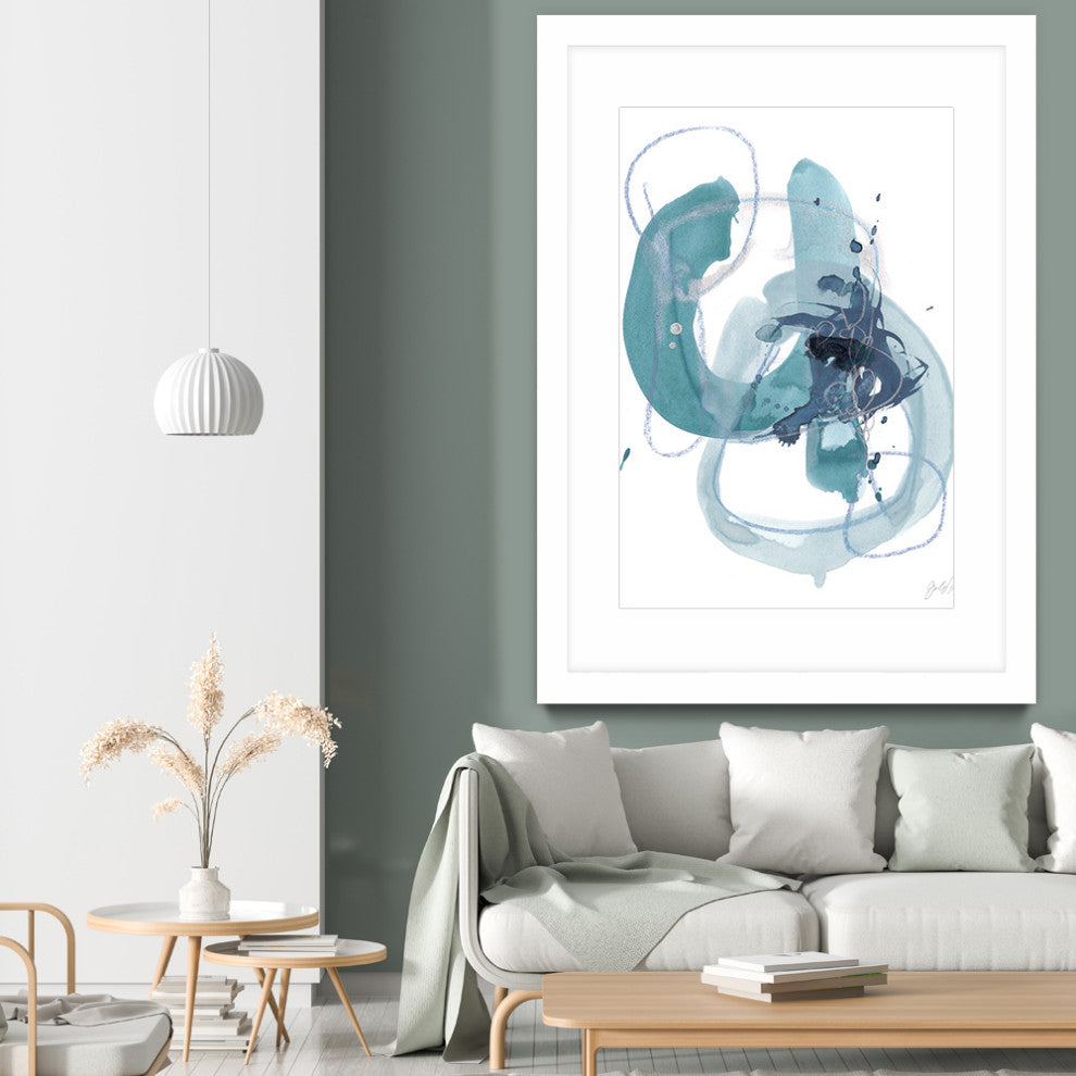 "Aqua Orbit II" Matted and Framed, 52" x 36"