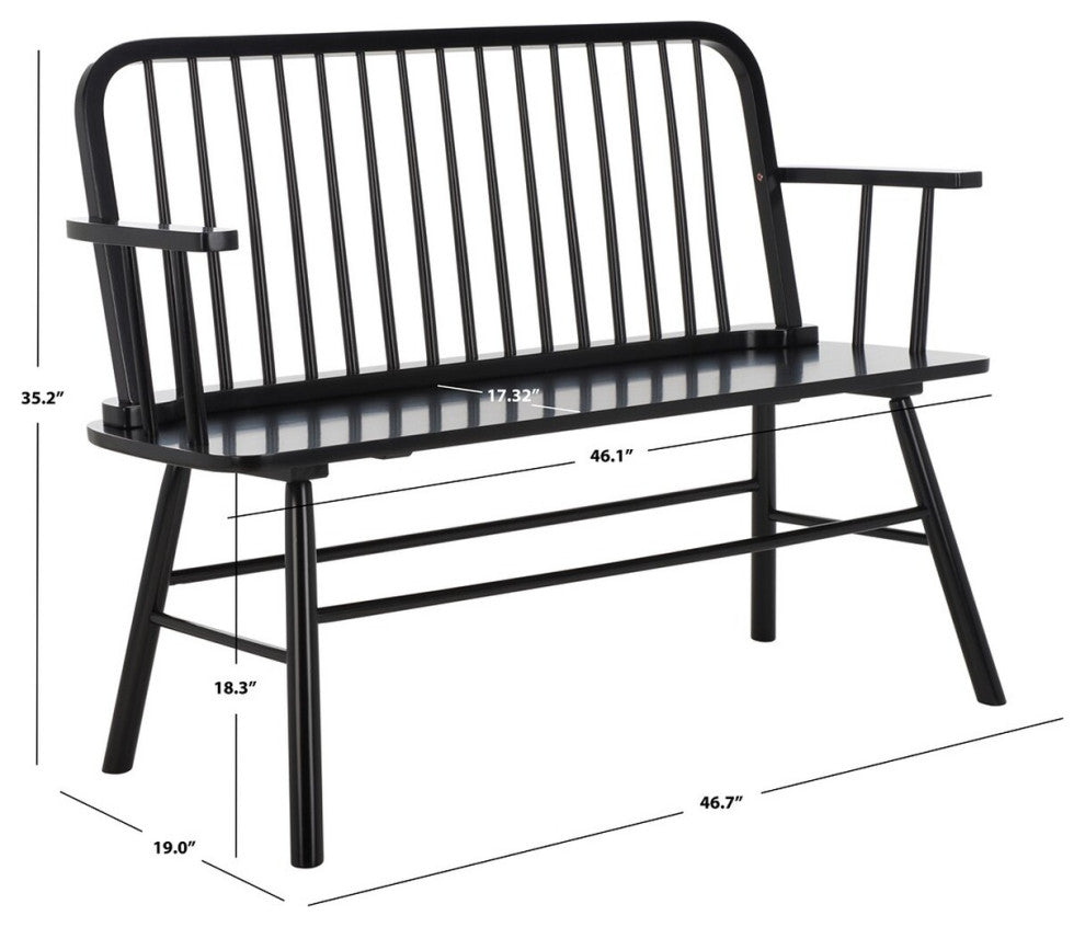 Safavieh Lucilia Spindle Bench, Black