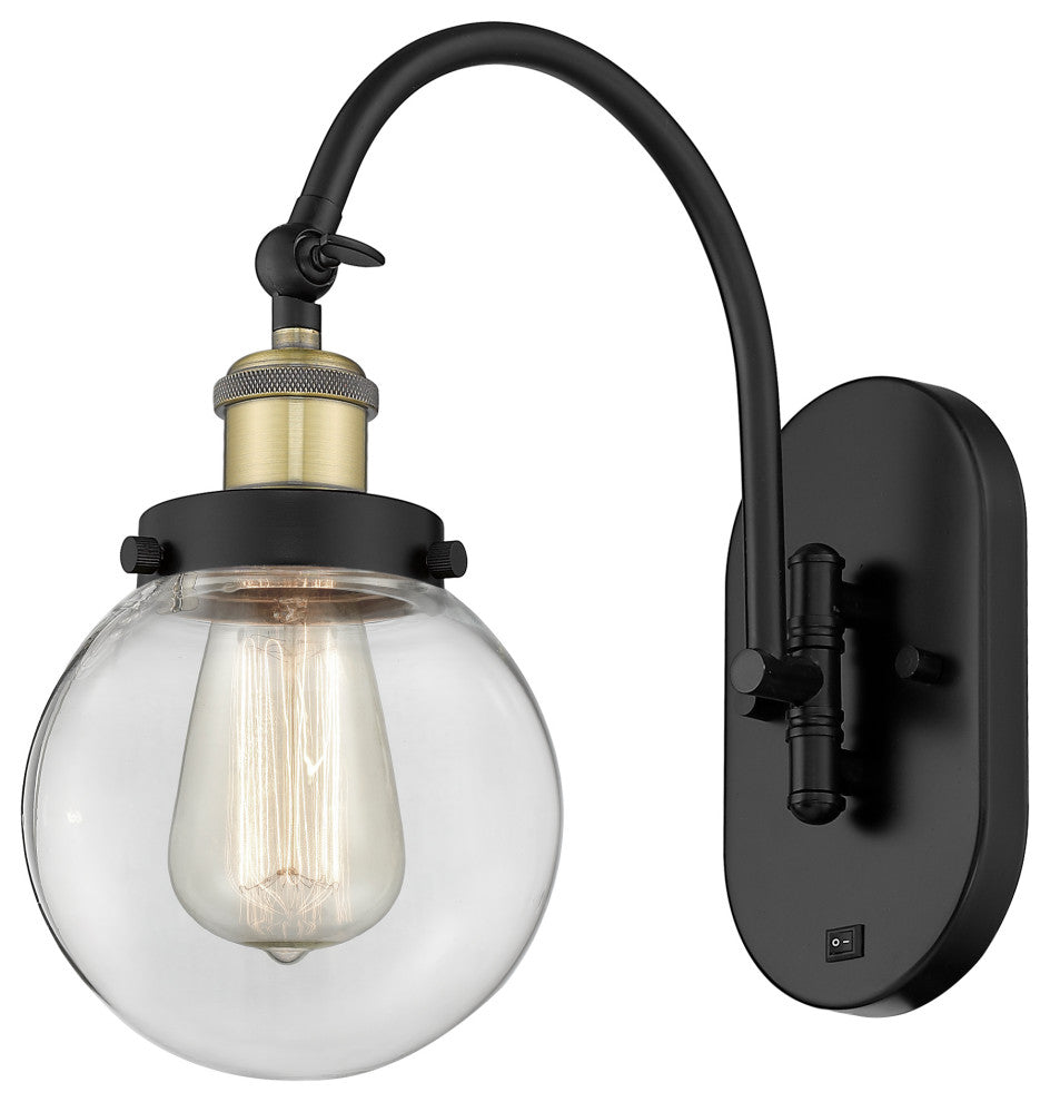 Innovations 918-1W-BAB-G202-6 Beacon 1 Light 6" Sconce, Black Antique Brass