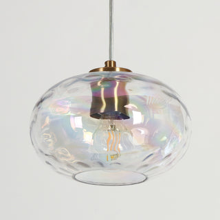 LNC Chrysaorican 1-Light 6" Modern Iridescent Glass Kitchen Island Light, Brass