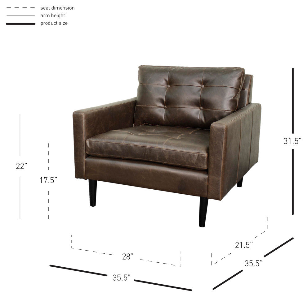 Ritchie Accent Arm Chair, Vintage Dark Brown, Bonded Leather