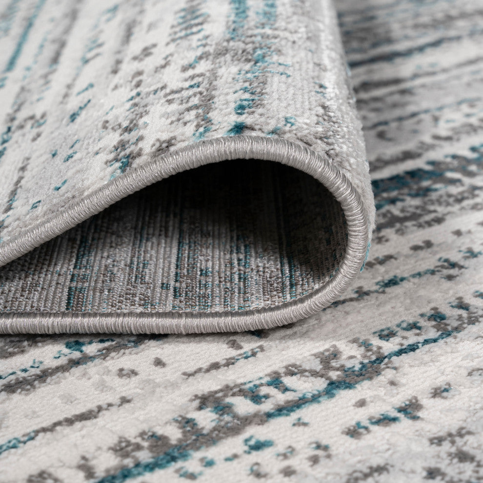 Loom Modern Strie' Area Rug, Gray/Turquoise, 4 X 6