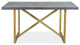 Raven Grey Mango Wood Dining Table With Gold Iron 71"
