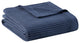 Beautyrest Cotton Waffle Weave Bedding Blanket, Indigo Blue