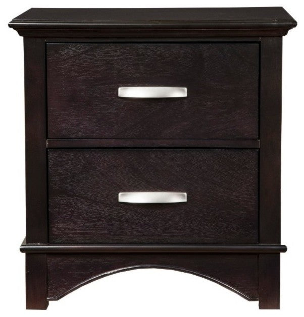 Wooden Nightstand with 2 Drawers Espresso Brown