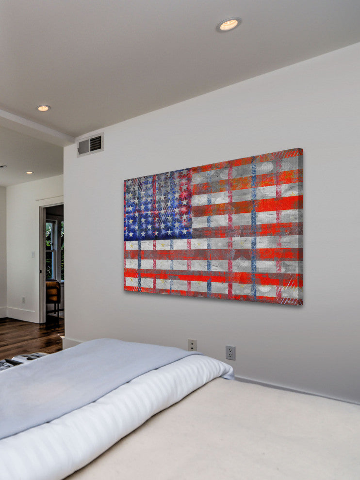 "Bold Red Stripes" Print on Canvas, 24"x16"