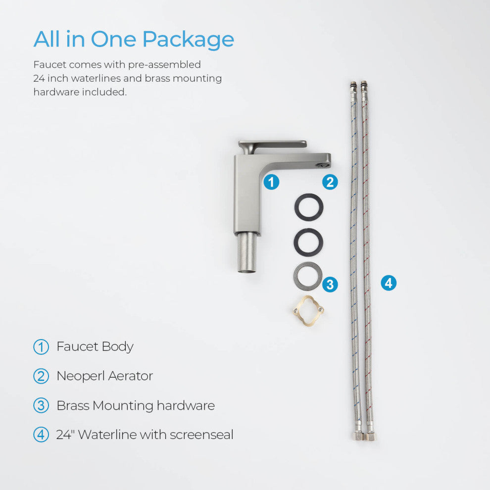 Infinity Single Handle Bathroom Faucet KBF1006, Brush Nickel, W/ Drain
