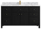 Sonoma 60 Single Sink Reeded Bathroom Vanity in Black 2" Carrara Marble