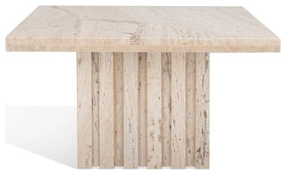 Safavieh Couture Olivia Square Travertine Accent Table Off White