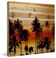 "Sunset Palms" Print on Natural Pine Wood, 24"x24"