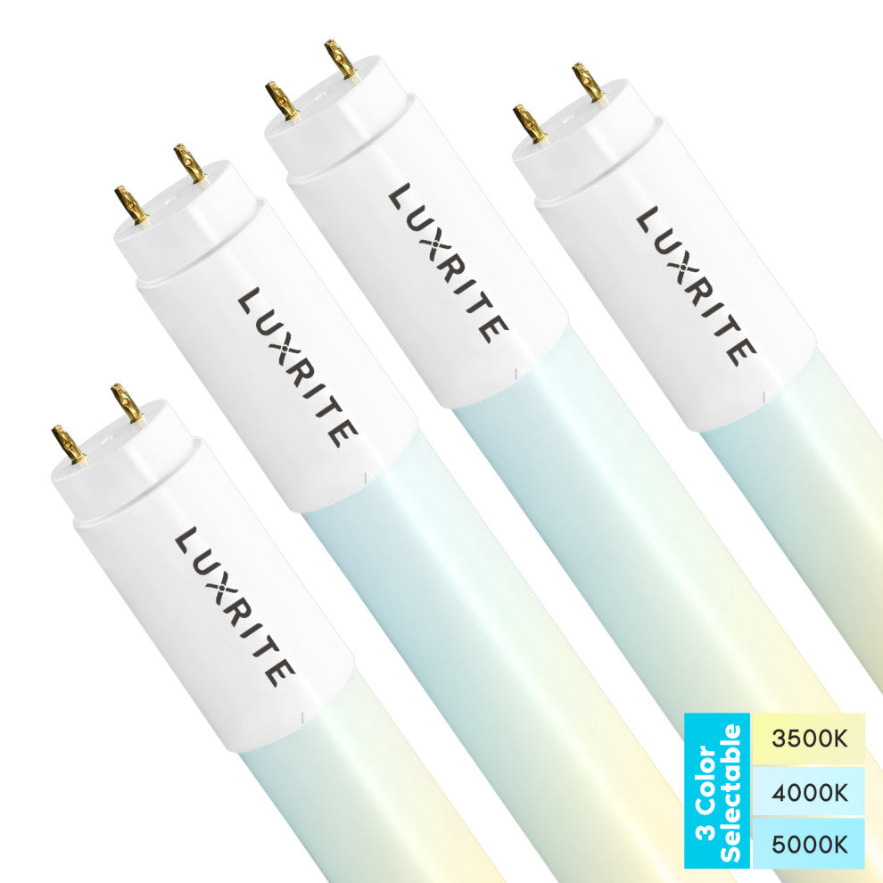 Luxrite 3'  T8 LED Tube Light 12W 3 Color Option 1560 Lumens 4 Pack