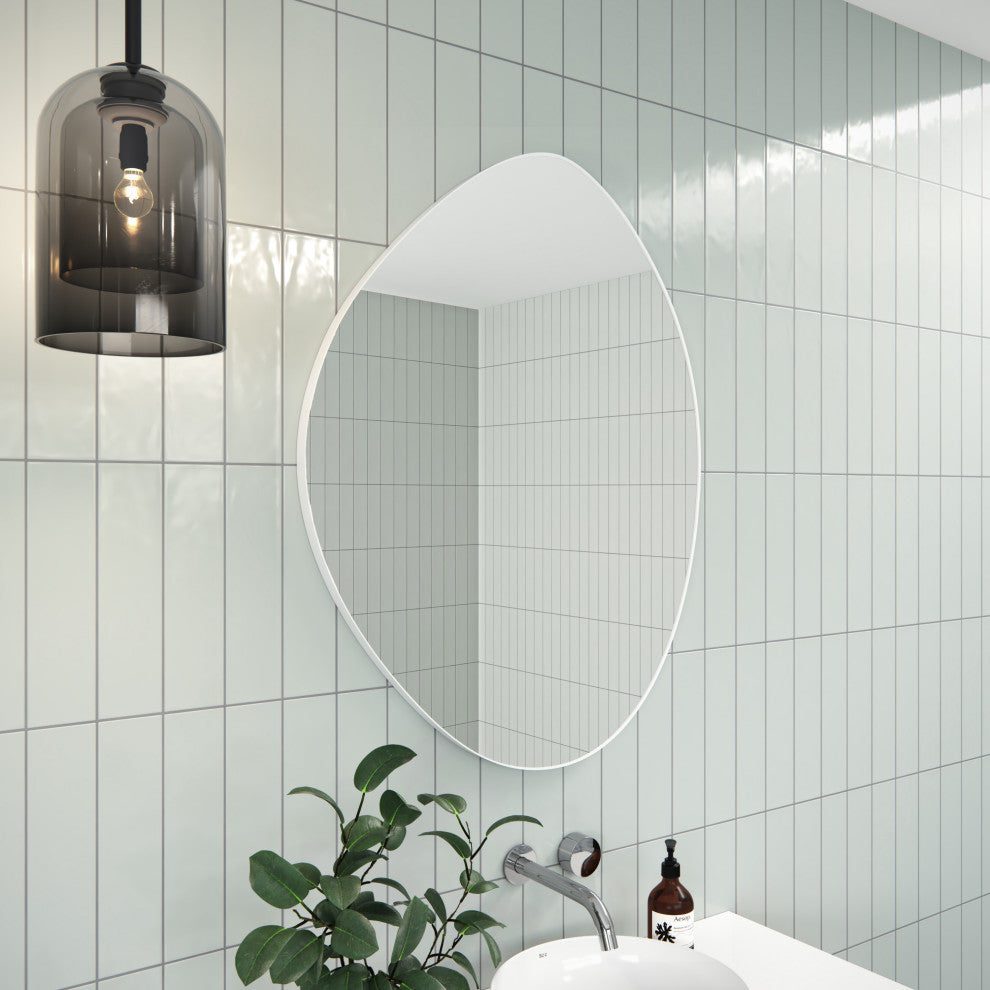 Starla 28 in. x 36 in. Pebble Mirror, White