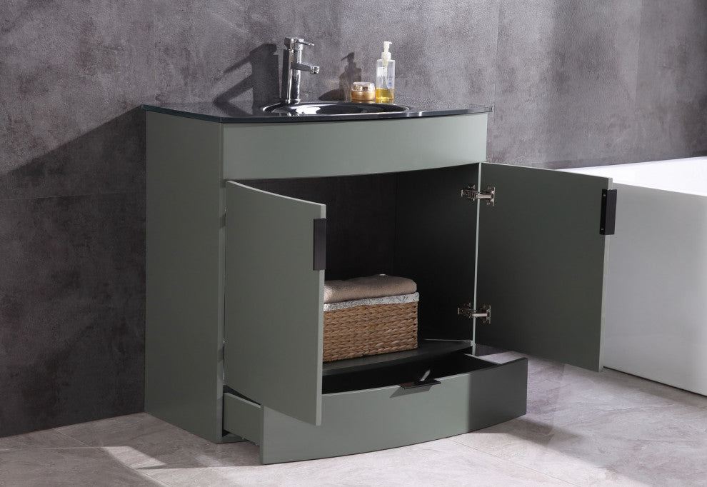 36" Pewter Green Bathroom Vanity, PVC